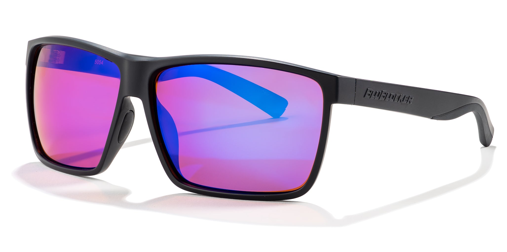 Wayfarer Matte Sunglasses Fullerton Mirror Black Blue with BluBlocker Lenses Polarized