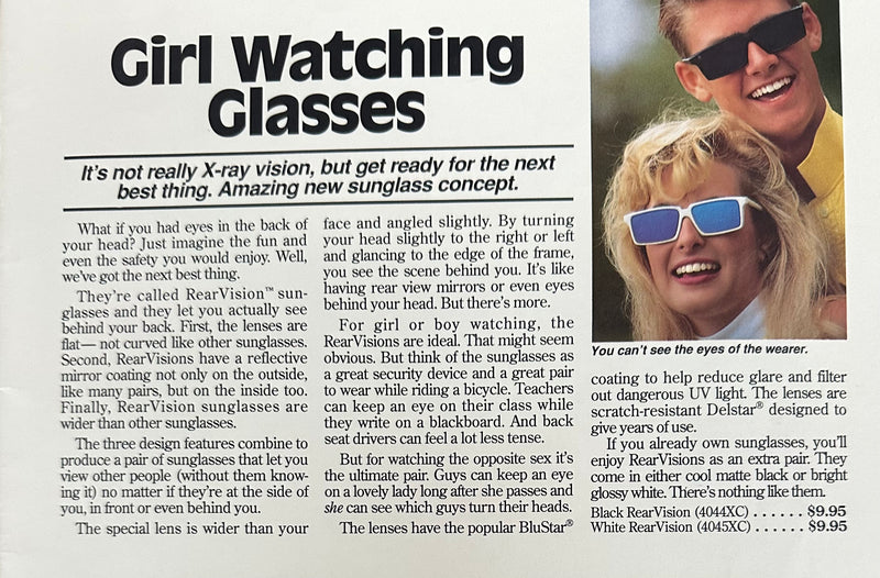 RearVision in White with Blue Mirror Lenses (Vintage)