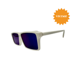 RearVision in White with Blue Mirror Lenses (Vintage)