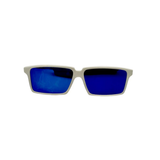 RearVision in White with Blue Mirror Lenses (Vintage)