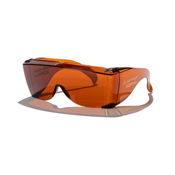 goggles for blue light BluBlocker, StarShield Fit Over Sunglasses with Scratch Resistant Lens | Blocks 100% of Blue Light and UVA & UVB Rays | Retro