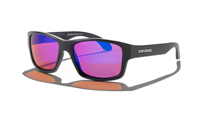 BluBlocker Sunglasses Black Matte Polarized with Blue Mirror