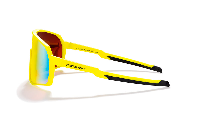 Terminator SunMask with Rainbow Mirror in Matte Neon Yellow