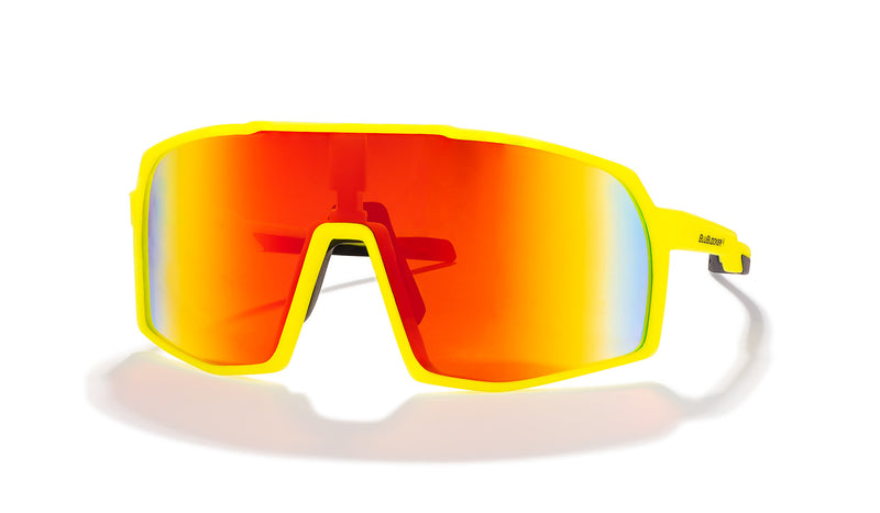 Terminator SunMask with Rainbow Mirror in Matte Neon Yellow