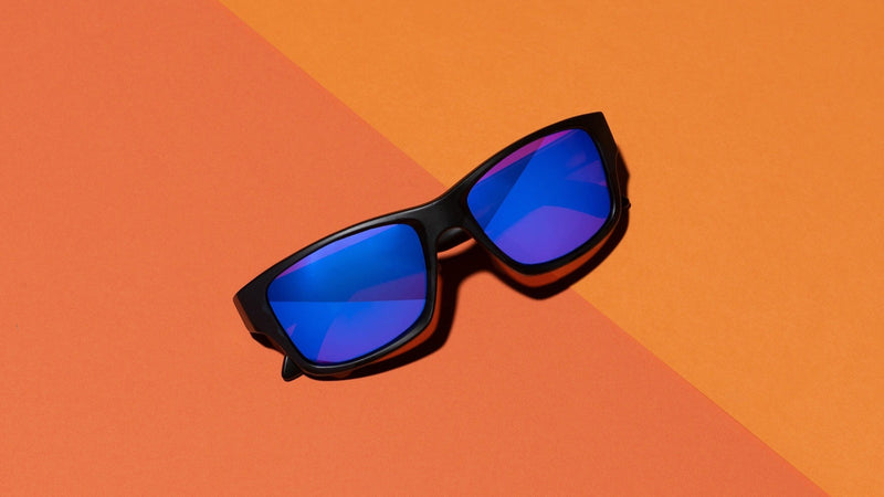 Polarized Blue Mirror Lenses in Black Matte